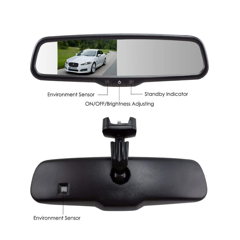 Rear View Mirror Auto Brightness LCD Compass Temperature Universal