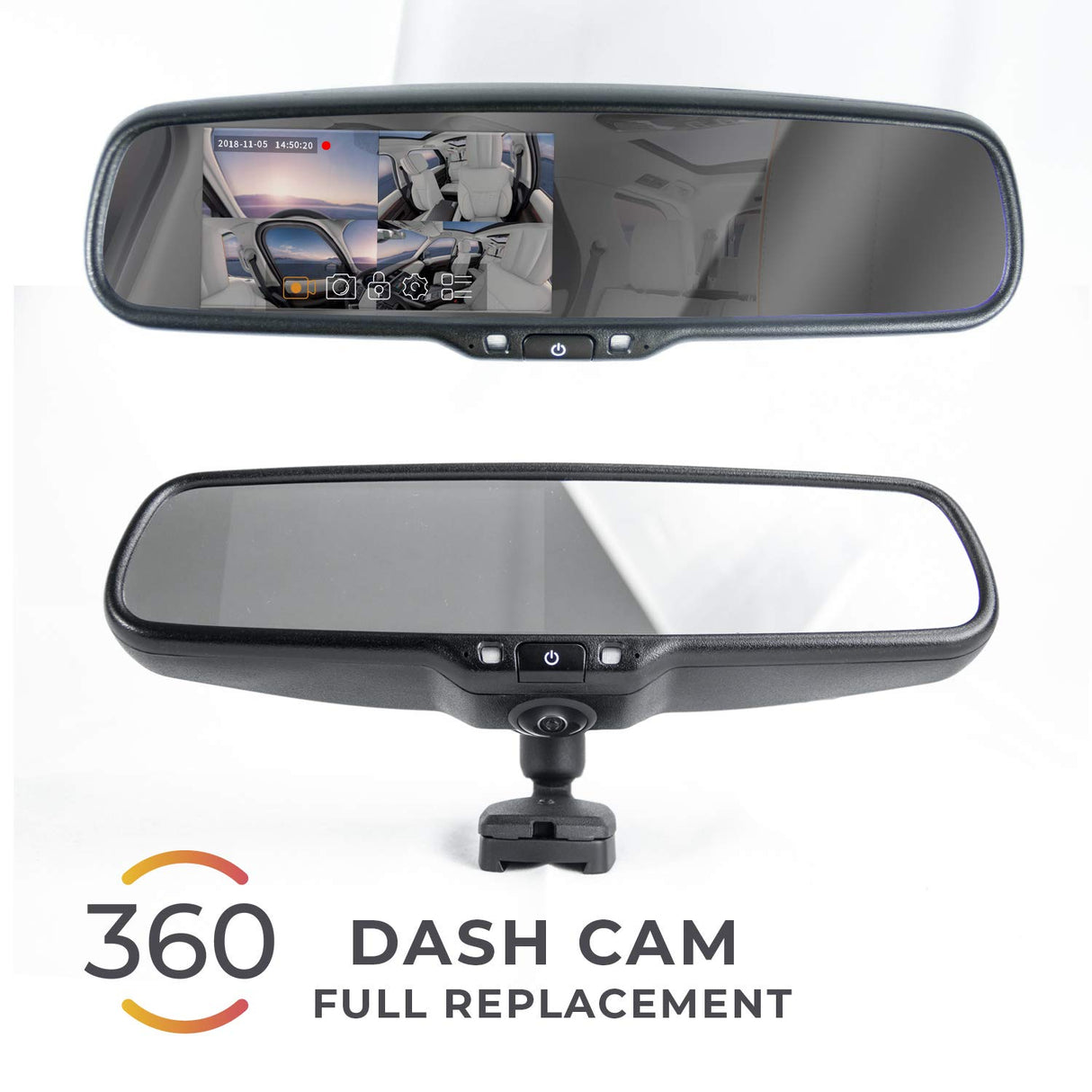 Master Tailgaters OEM Rear View Mirror with Ultra Bright 4.5" Auto Adjusting Brightness LCD + HD 1080p DVR 360° Recorder - Universal Fit