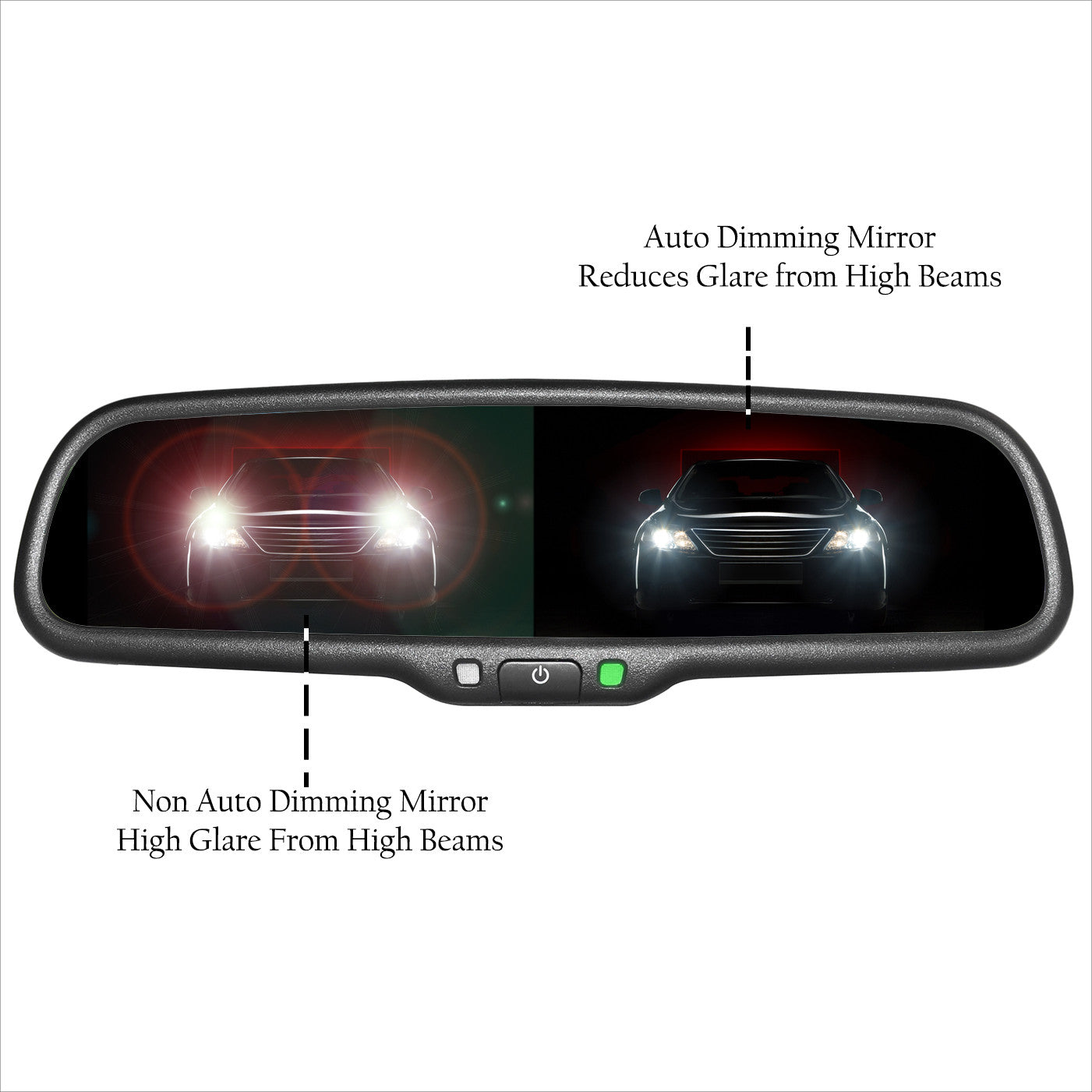 Rear view mirror store with auto dimming