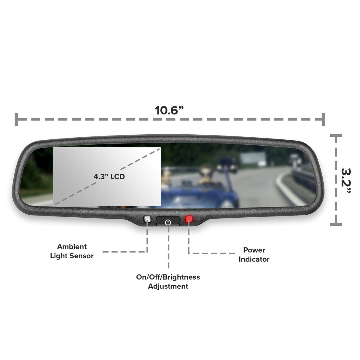 Master Tailgaters 4.3" LCD Rear View Mirror with 1080P 30fps HD DVR Dual Way Video Recorder - Master Tailgaters