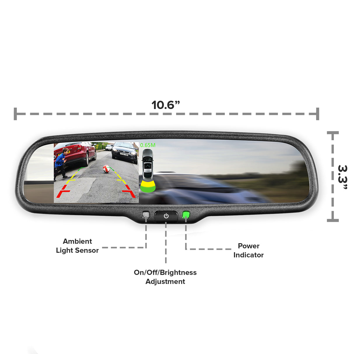 Master Tailgaters Rear View Mirror with Ultra Bright 4.3" LCD Display + 4 Parking Sensors Kit - Master Tailgaters