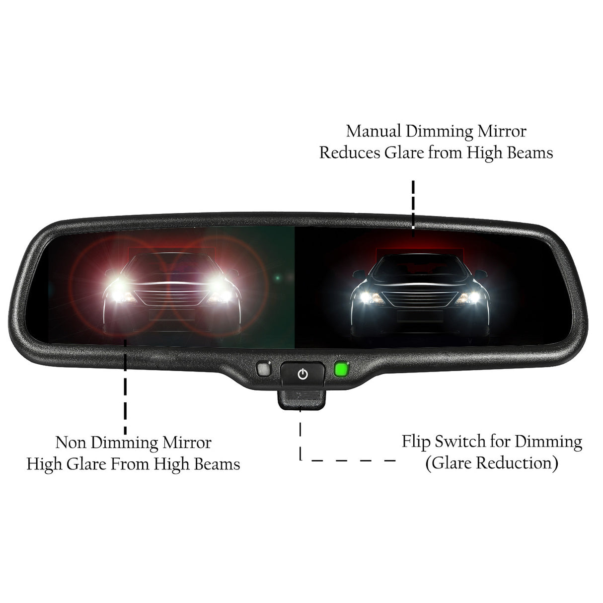 Master Tailgaters Manual Dimming Rear View Mirror with 4.3" Auto Adjusting Brightness LCD - Master Tailgaters