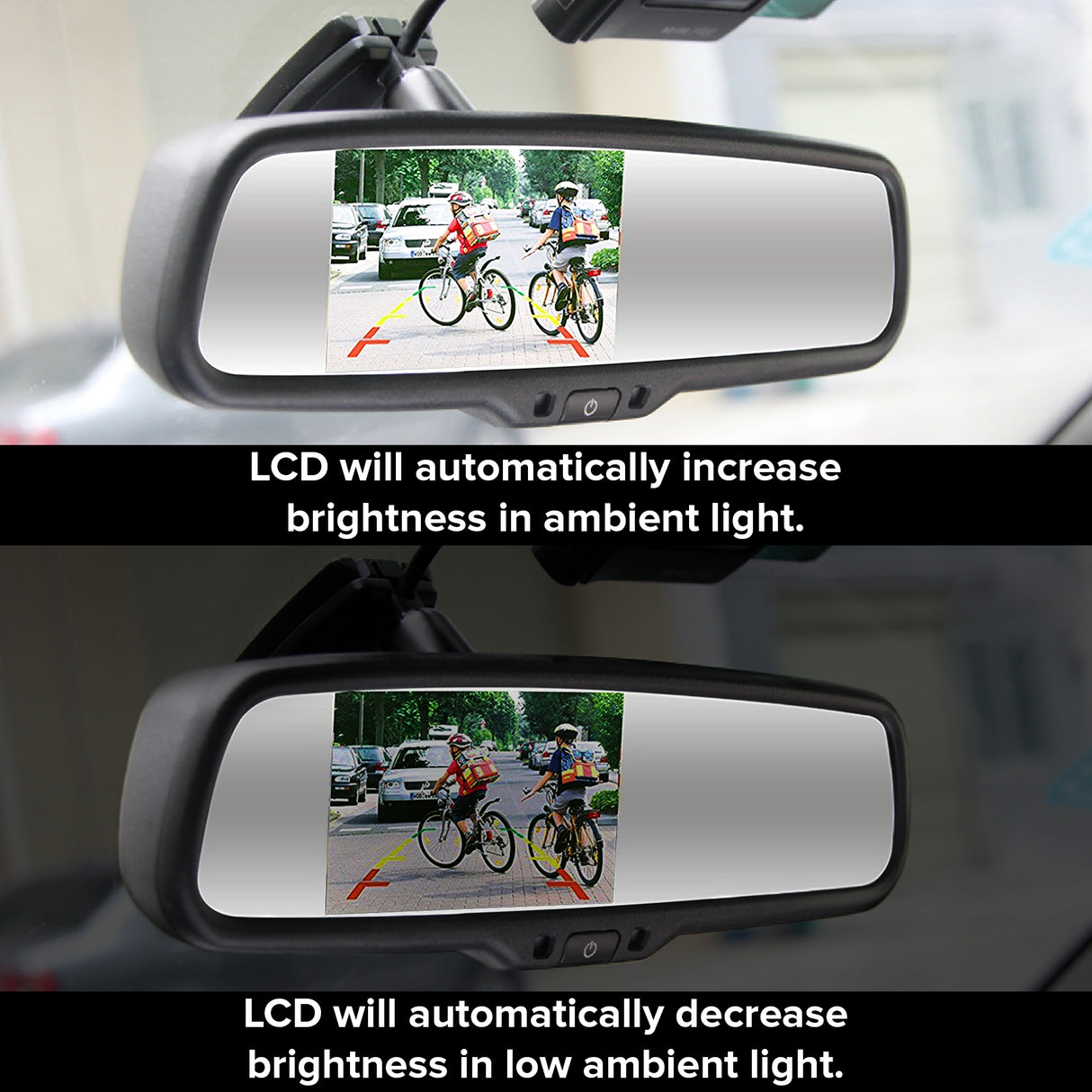 Master Tailgaters Manual Dimming Rear View Mirror with 4.3" Auto Adjusting Brightness LCD