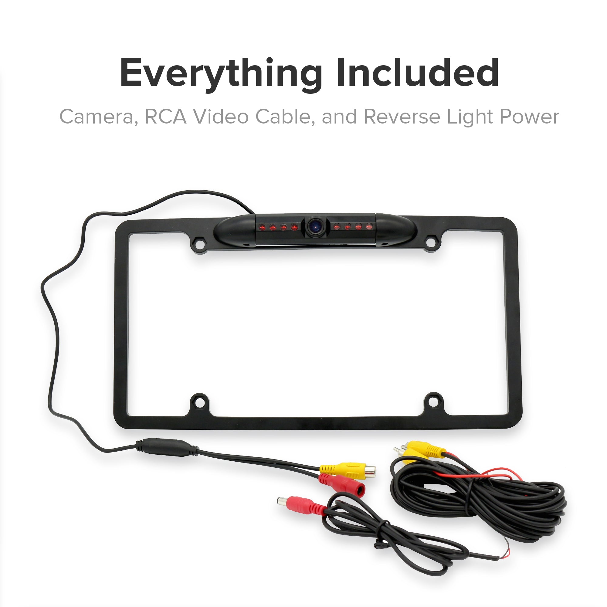 Master Tailgaters License Plate Frame Front or Backup Camera with 8 IR LED  Night Vision, Metal Construction, 170° Wide Angle Camera, Waterproof