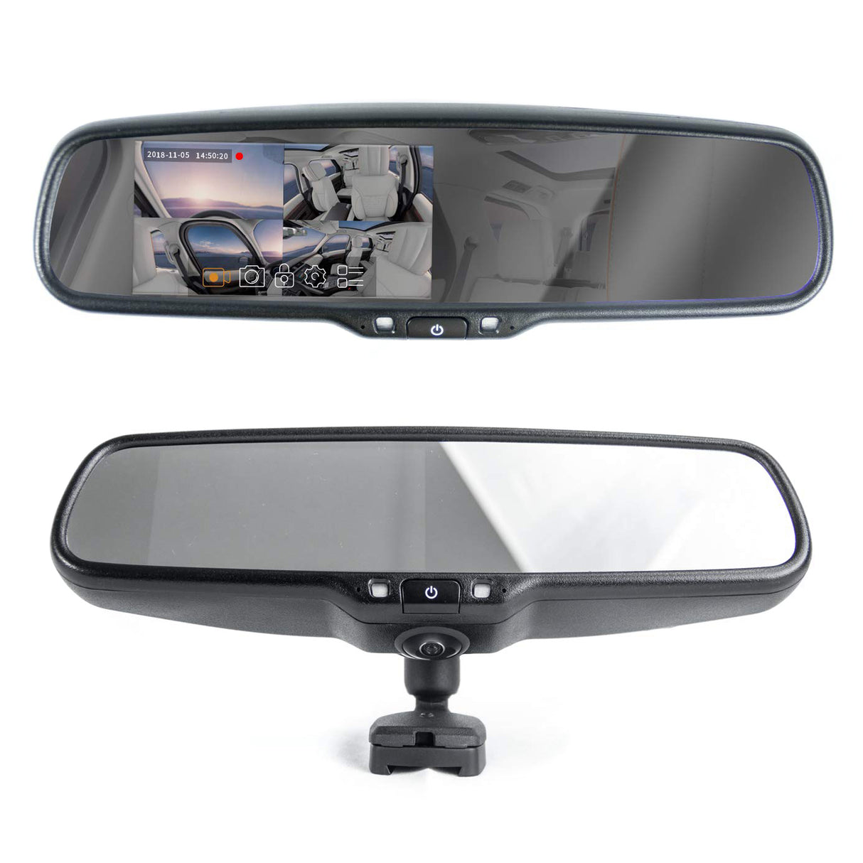 Master Tailgaters OEM Rear View Mirror with Ultra Bright 4.5" Auto Adjusting Brightness LCD + HD 1080p DVR 360° Recorder - Universal Fit