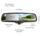 Master Tailgaters Manual Dimming Rear View Mirror with 4.3" Auto Adjusting Brightness LCD - Master Tailgaters